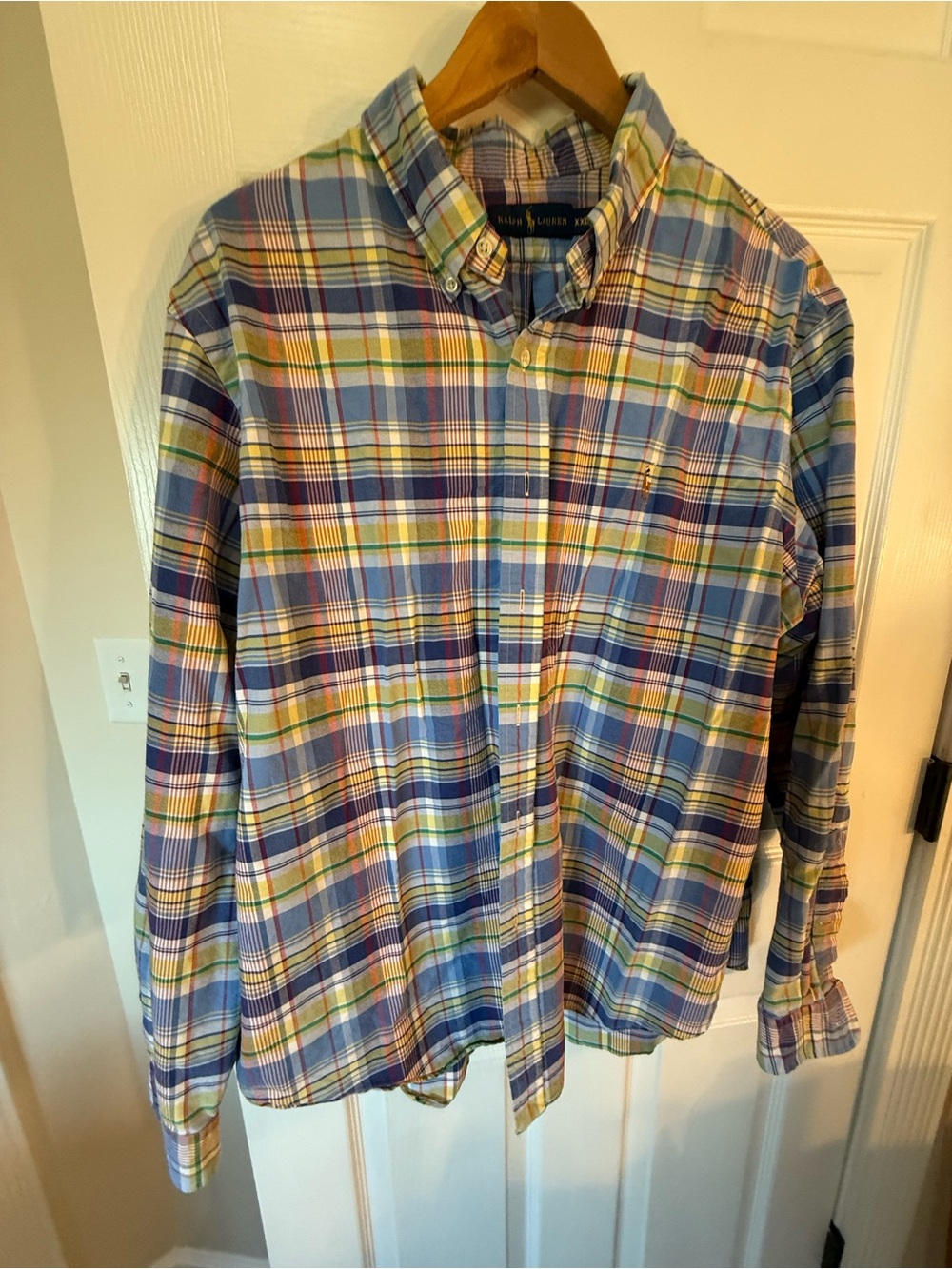 Ralph Lauren Madras Plaid Button-Down Shirt - Blue, Green, Yellow